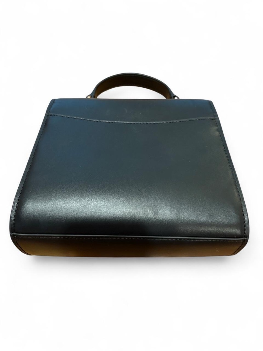 Quince Classic Black Italian Leather Top Handle Back with Gold Hardware - Picture 4 of 6